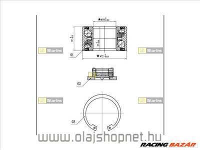 Első kerékcsapágy (nem ABS-el szerelt járművekhez)Ford Fiesta 1.3 2001-től