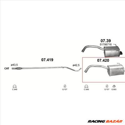 Kipufogódob, hátsó, Fiat Panda, 500, Ford KA II, 1.1-1.2, 2003-2012.4