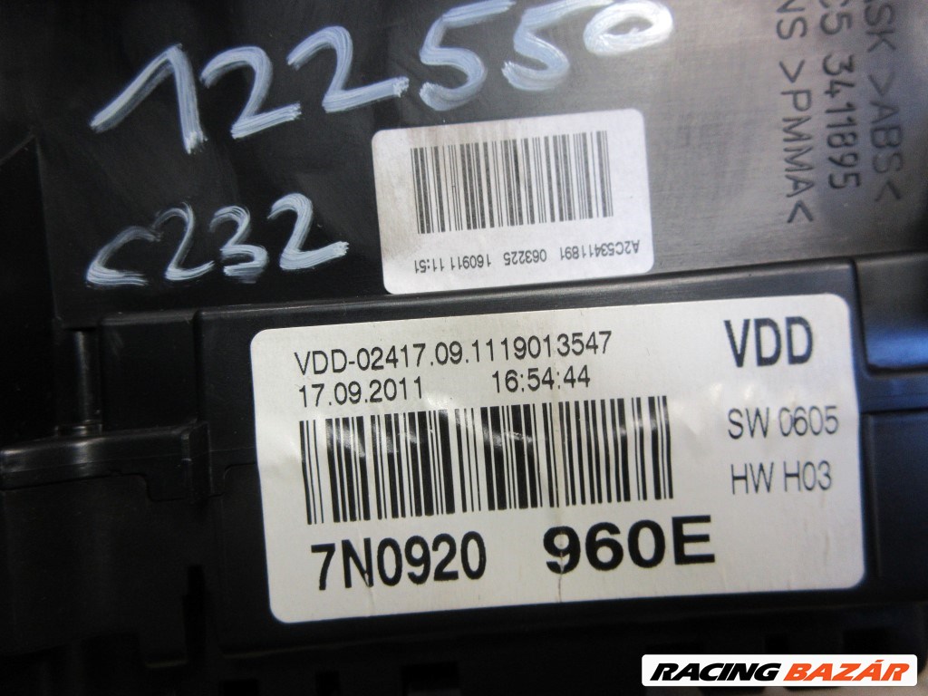 Volkswagen Sharan  kilométer óra 7N0920960E 3. kép