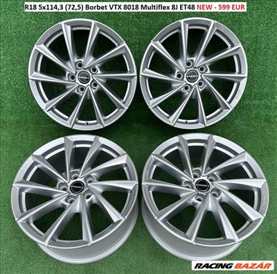 R18 5x114,3 (72,5) Borbet VTX 8018 Multiflex 8J ET48 NEW 