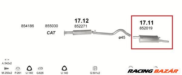 kipufogó dob Opel Corsa 1.2 hátsó 1. kép