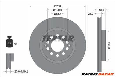 TEXTAR 92342603 - féktárcsa MG MG (SAIC)
