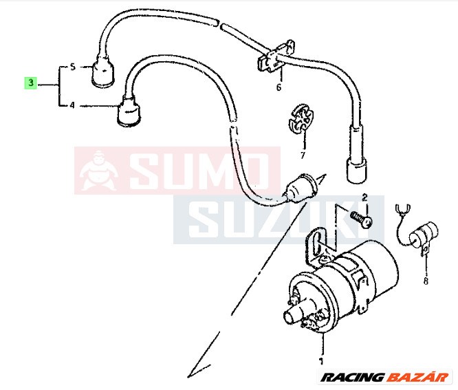 Maruti 800 gyújtókábel szett garnitúra (3+1 kábel) 33700-84100 1. kép
