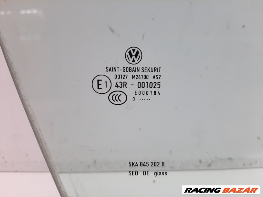 Volkswagen Golf VI 5 ajtós jobb elsõ ajtó üveg lejáró 5K4845202B 2. kép