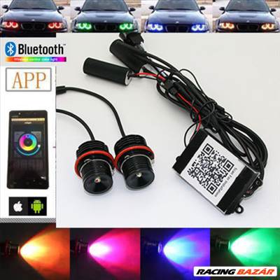 BMW Bluetooth színváltós RGB Angel Eyes izzó 2*30W, E39 E53 E60 E63 E65 E83 E87 X3 X5