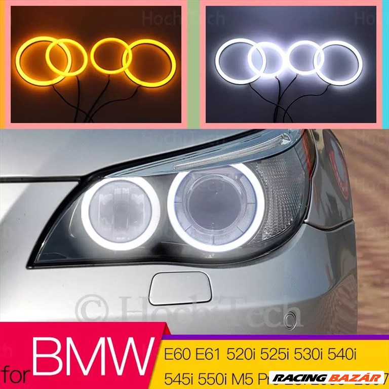 BMW E60 / E61 Angel Eyes Dual Color / jégfehér Opál led Dual color (sárga-fehér) 1. kép