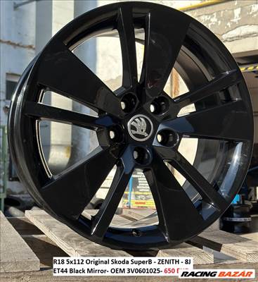 R18 5x112 Original Skoda SuperB - ZENITH - 8J ET44 Black Mirror- OEM 3V0601025