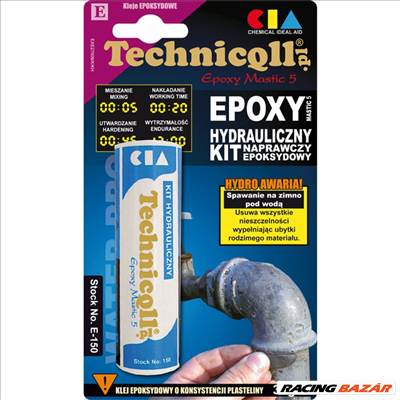 Kétkomponensű epoxy gyurma vízcső, hűtő-fűtő csővekhez 35gr Technicqll E-150