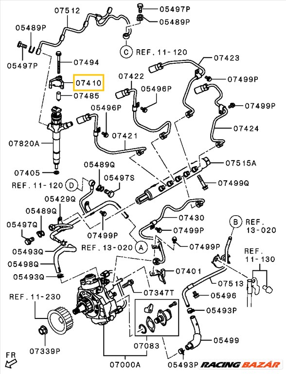 Mitsubishi L200 Porlasztó Injektor Lefogató Tartó 1465A047 1465A398 1. kép