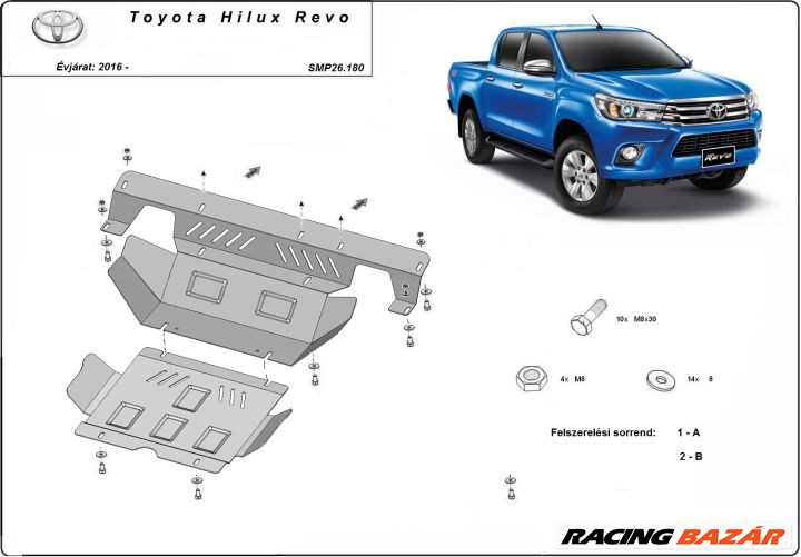 Toyota Hilux Revo, 2016 - 2021 Motor + lökhárítő + hűtővédő lemez 1. kép