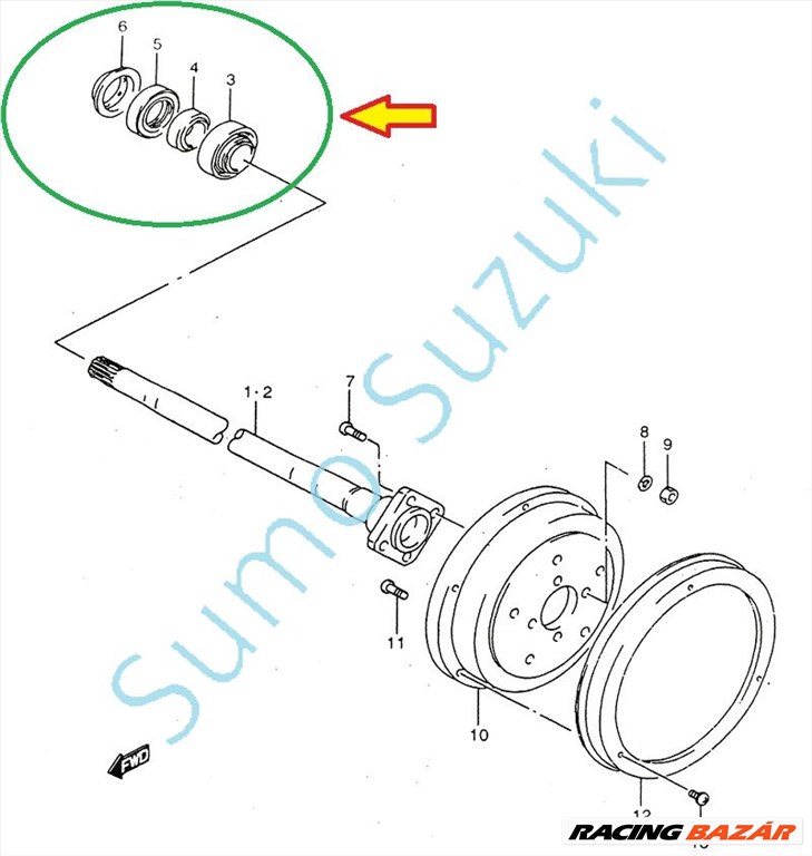 Suzuki Samurai kerékcsapágy készlet hátsó 09269-35009 2. kép