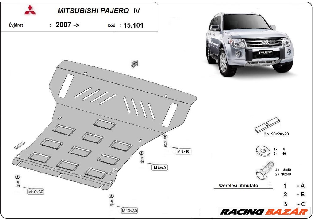 Mitsubishi Pajero IV 2007-től Motorvédő lemez 1. kép