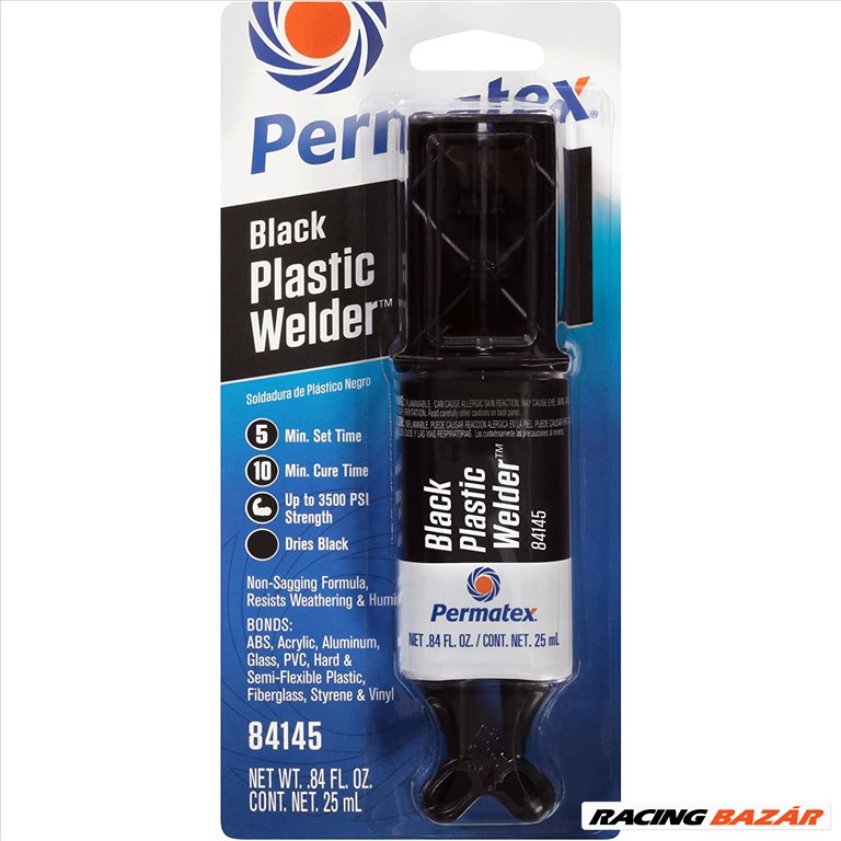 Műanyag, fekete színű 2K epoxi alapú lökhárító ragasztó 25ml Permatex 84145 1. kép