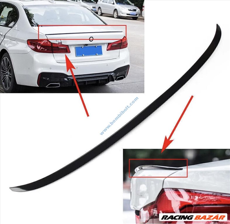 BMW G30 G38 F90 M5 spoiler / szárny, fényes fekete 2017-2023 1. kép