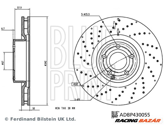 BLUE PRINT ADBP430055 - féktárcsa MERCEDES-BENZ 1. kép