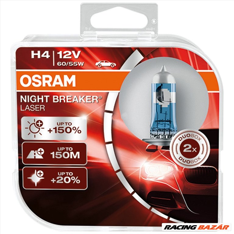 Izzó 12V/60/55W/H4 2db/+150% Osram Night Breaker Laser 64193NL 1. kép