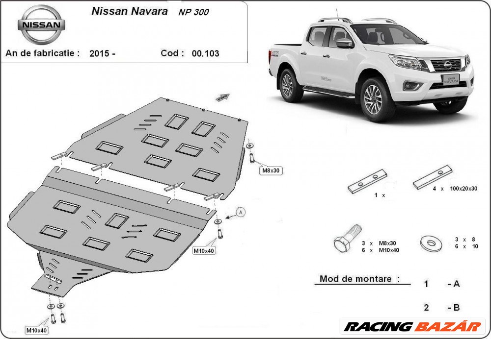 Nissan Navara NP300 2015- Váltóvédő lemez 1. kép