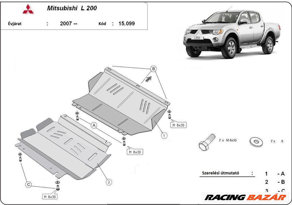 Mitsubishi L200 2007-2015 Motorvédő lemez 1. kép