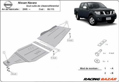 Nissan Navara 2005-2015 Váltó + Differenciálmű védő lemez
