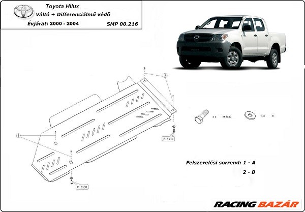 Toyota Hilux 2000 -2004 Váltó + Differenciálmű védő 1. kép