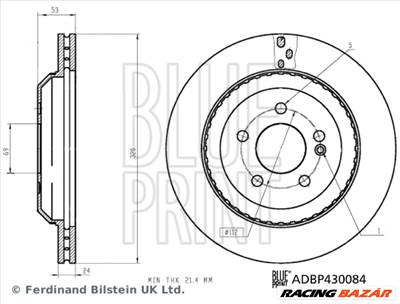 BLUE PRINT ADBP430084 - féktárcsa MERCEDES-BENZ