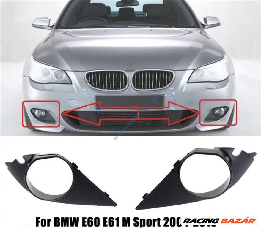 BMW E60 E61 M lökhárító ködlámpa takaró burkolat 51117896603, 51117896604 Jobb oldal (anyós oldal) 1. kép