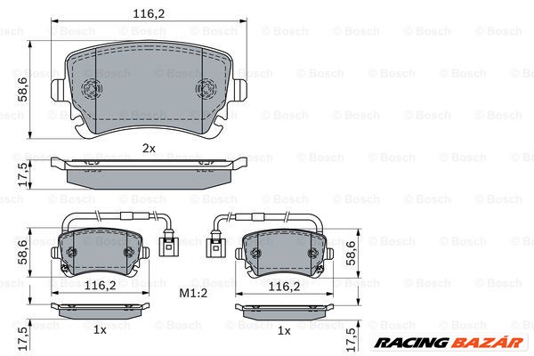 BOSCH 0 986 424 057 - fékbetétkészlet, tárcsafék BENTLEY VW 1. kép