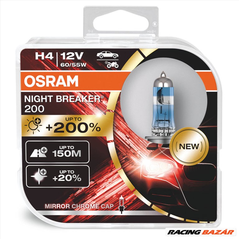 Izzó 12V/60/55W/H4/2db Osram Night Breaker 200 +200% 64193NB200 1. kép