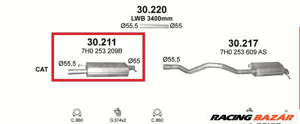 Polmo 30-211 kipufogó közép dob 2. kép