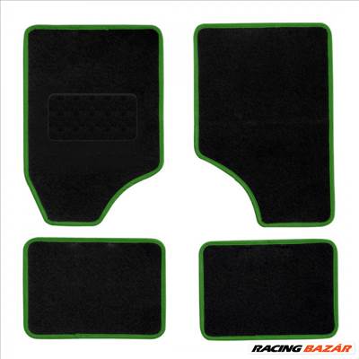 Textilszőnyeg autóba 4db-os fekete-zöld univerzális 