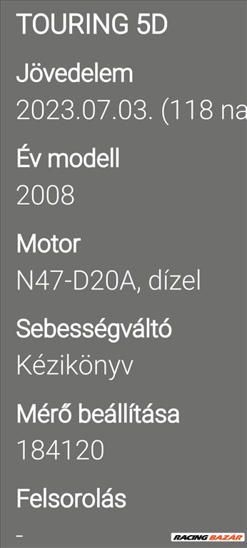 BMW 320 E90, E91, E92, E93 motor  n47d20a 2. kép