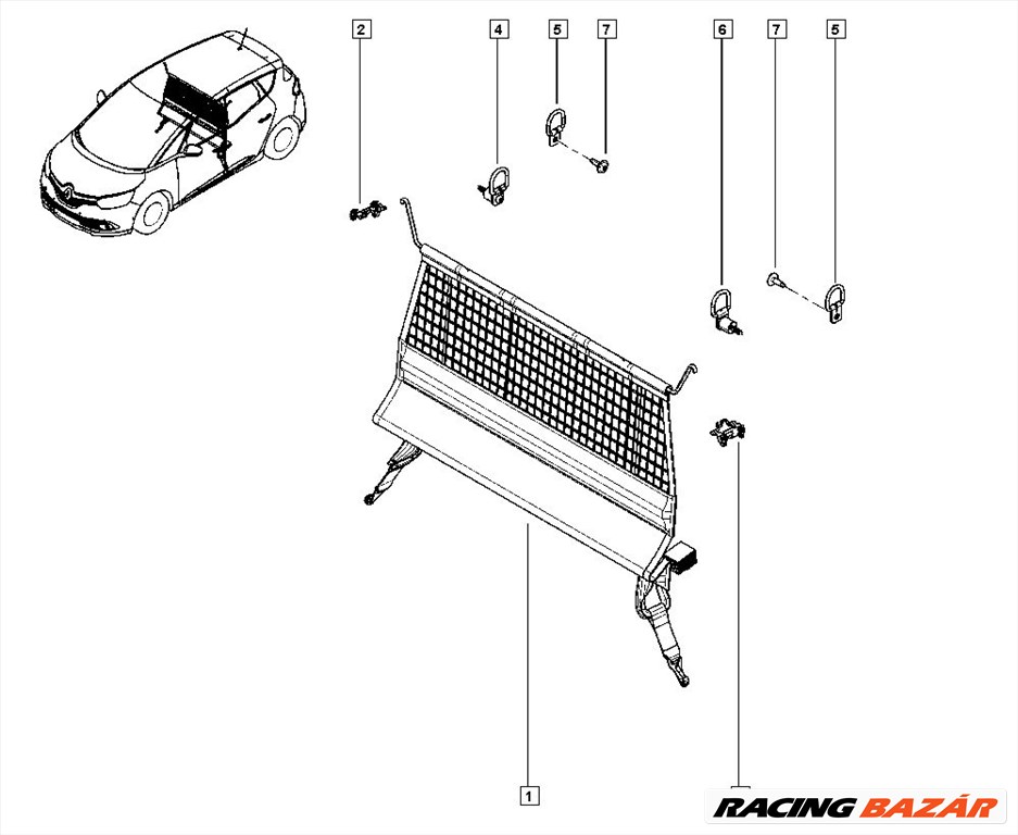 849351739R Kutyaháló Renault Scenic csomagtér elvá 2. kép