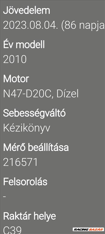 BMW 320 E90, E91, E92, E93 motor  n47d20c 2. kép