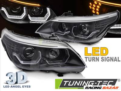 BMW E60 E61 03-07 Angel Eyes LED 3D Fekete ELső lá