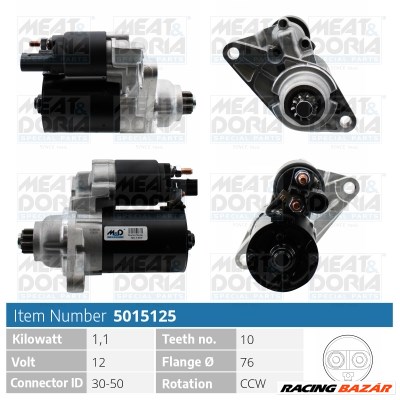 MEAT & DORIA 5015125 - önindító AUDI SEAT SKODA VW 1. kép