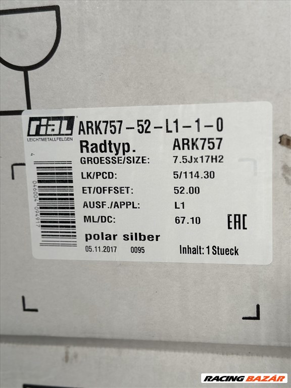 R17 5x114,3 (67,1) Rial Arktis PS 7.5J ET52  Új Alufelnik / felnik / 4. kép