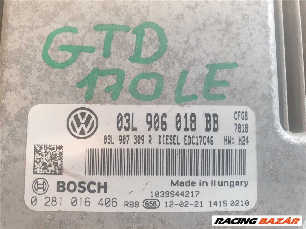 Volkswagen Golf VI 2.0 CR GTD 170LE motorvezérlő 03L 906 018 BB 2. kép