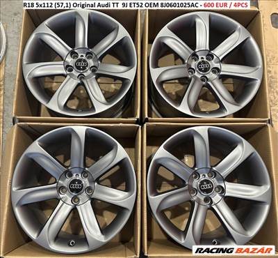 R18 5x112 (57,1) Original Audi TT  9J ET52 OEM 8J0601025AC 18" alufelnik 