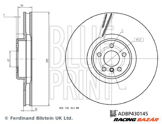 BLUE PRINT ADBP430145 - féktárcsa BMW 1. kép