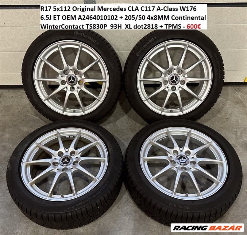 R17 5x112 Original Mercedes CLA C117 A-Class W176 6.5J ET49 + 205/50  téli gumik 1. kép