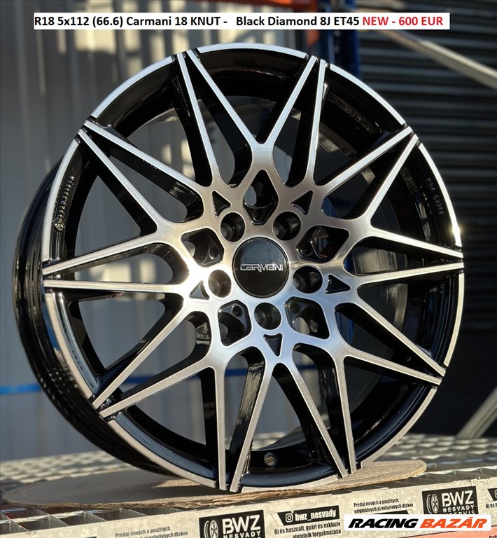 R18 5x112 (66.6) Carmani 18 KNUT -   Black Diamond 8J ET45 / 8x18 új alufelnik 1. kép