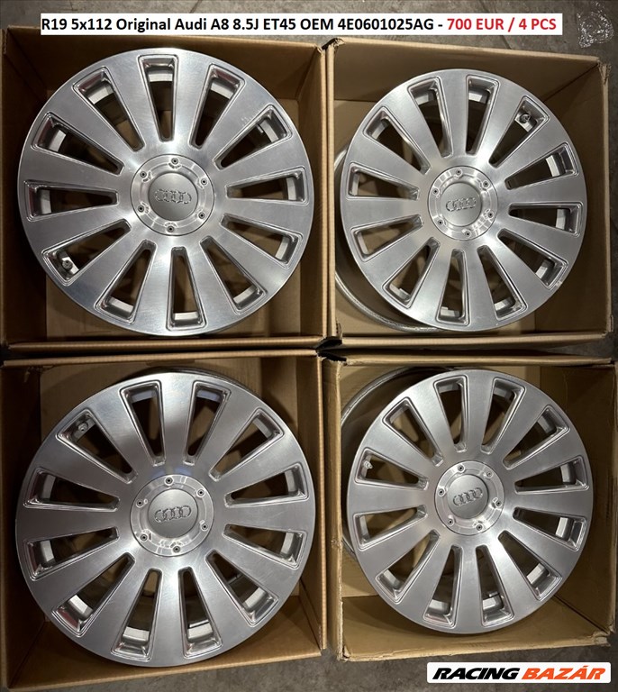 R19 5x112 Original Audi A8 8.5J ET45 OEM 4E0601025AG  19" gyári alufelnik 1. kép