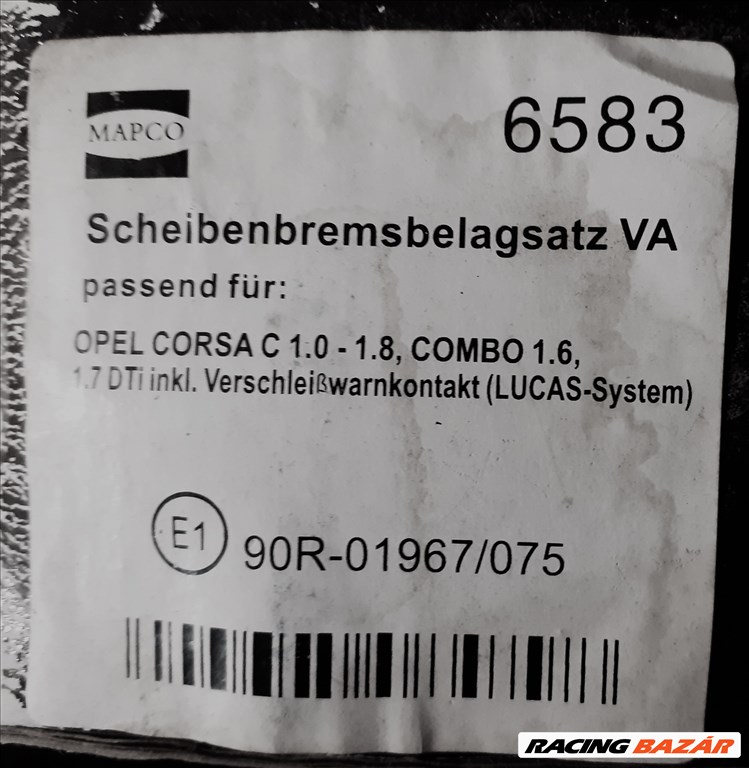 Opel Corsa C Első tárcsafékbetét készlet 90r01967-075 mapco6583 3. kép