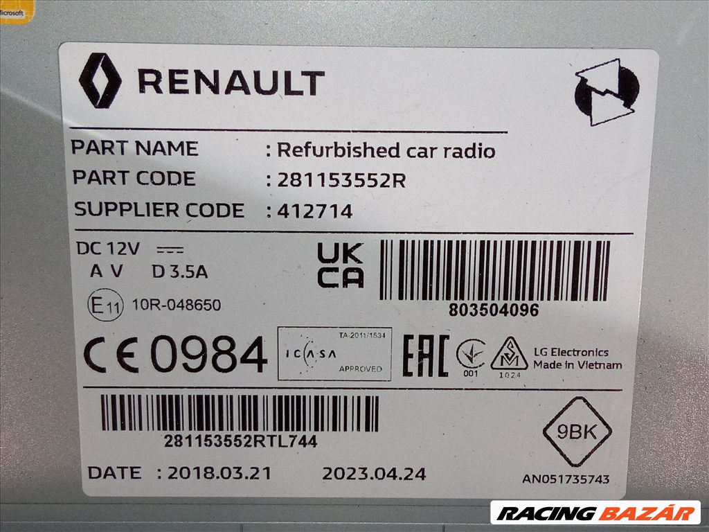 Renault Clio IV Rádió és Navigációs fejegység  2. kép