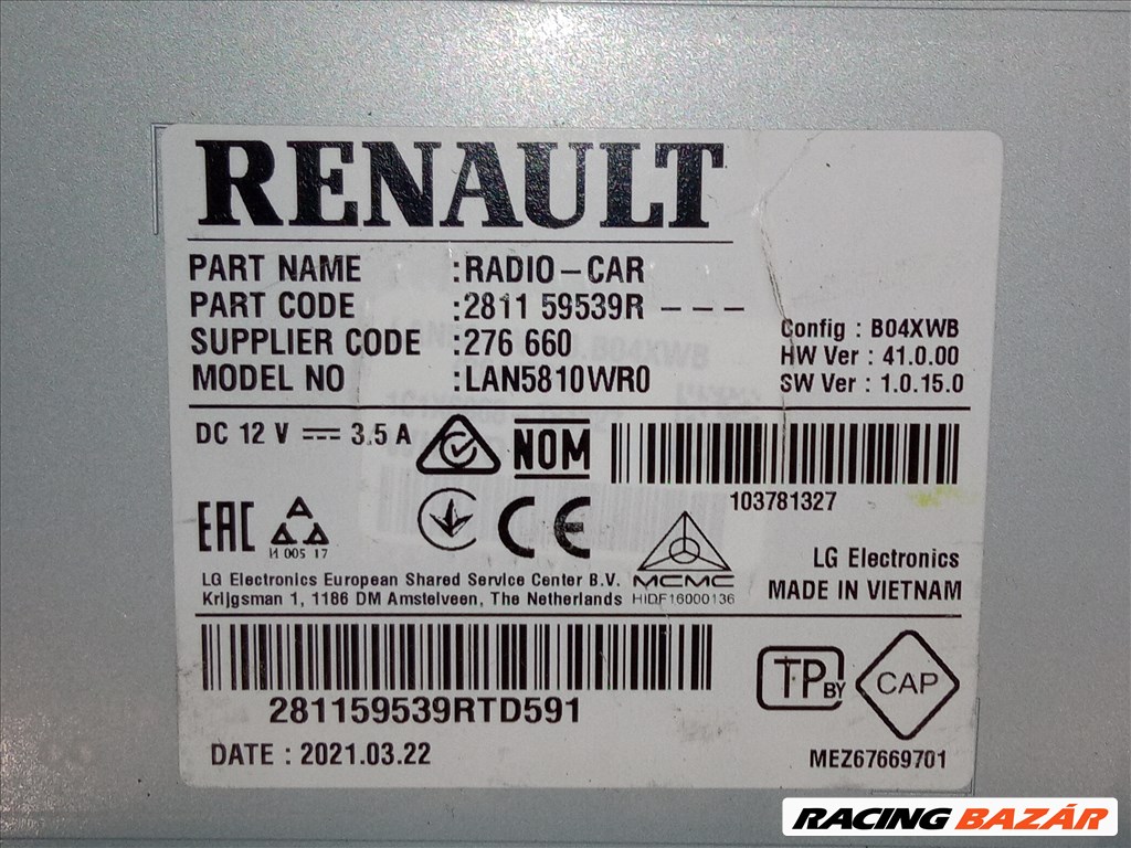 Renault Clio IV Rádió és Navigációs fejegység  5. kép