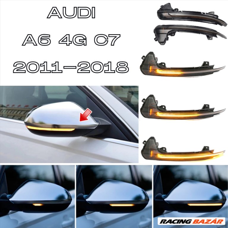 Audi A6 4G C7 dinamikus LED - LEDES Tükör Index futófényes tükörindex futóindex 4G5949101A 4G5949102A✔️ 1. kép