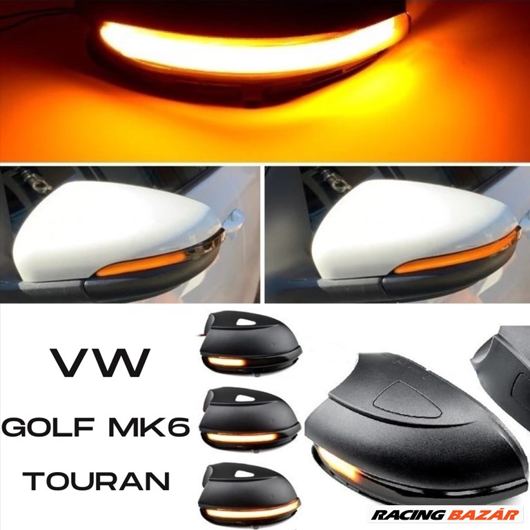 VW Volkswagen Golf 6 MK6 Touran LED - LEDES Tükör Index futófényes tükörindex 5K0949101 5K0949101A 5K0949102 5K0949102A✔️ 1. kép