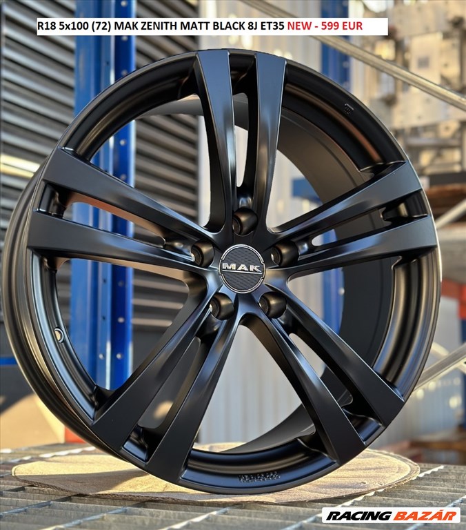 R18 5x100 (72) MAK ZENITH MATT BLACK 8J ET35 8x18 18" új alufelnik  1. kép