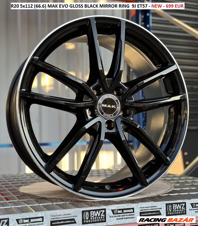 R20 5x112 (66.6) MAK EVO GLOSS BLACK MIRROR RING  9J ET57  9x20 20" alufelnik  1. kép