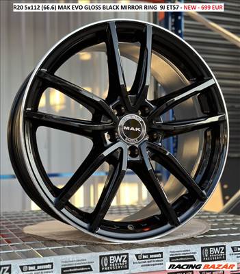 R20 5x112 (66.6) MAK EVO GLOSS BLACK MIRROR RING  9J ET57  9x20 20" alufelnik 